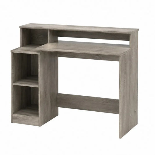 Schreibtisch 120 x 60 x 75 cm Grau mit Regal und Ablagefächern aus MDF