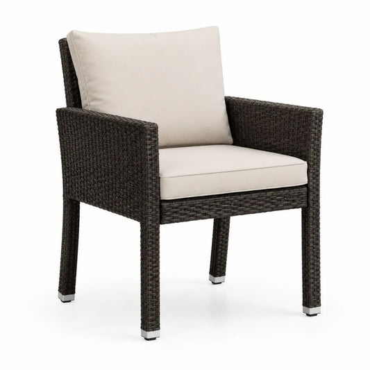 Gartenstuhl 70 x 75 x 85 cm mit Polyrattan-Geflecht Sitzkissen Beige Outdoor-Sessel